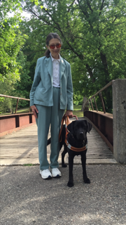 photo of alice massa with her leader dog, willow
